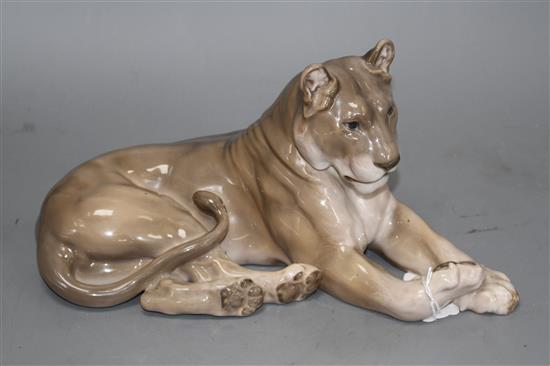 A Royal Copenhagen lioness, model no. 804, L. 31cm